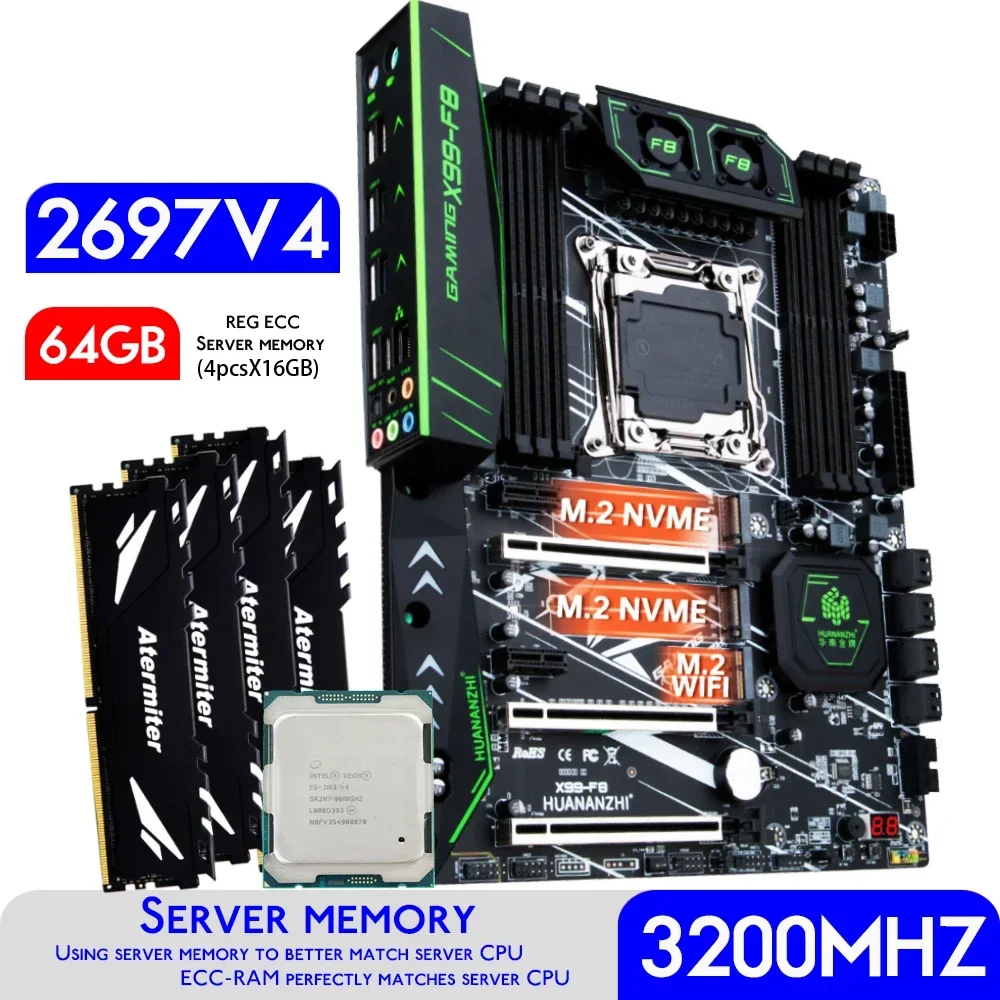 HUANANZHI X99 F8 X99 Motherboa - 64Gb Ddr4 Ecc Reg 3200Mhz 评论和价格